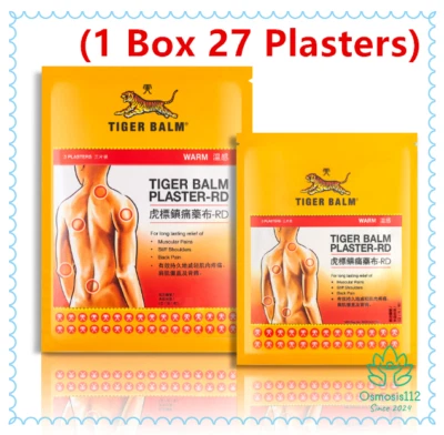 1 BOX 27 PLASTER TIGER WARM BALM PLASTER-RD MEDICATED PAIN RELIEF (10cm x 14cm)