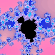 Mandelbrot Set Image Fractal Black Pink Purple Blue Neon Swirls Poster Art Print