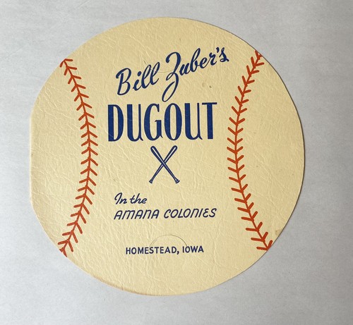 Bill Zuber's Dugout Amana Colonies Menu Cover Holder Homestead Iowa Baseball