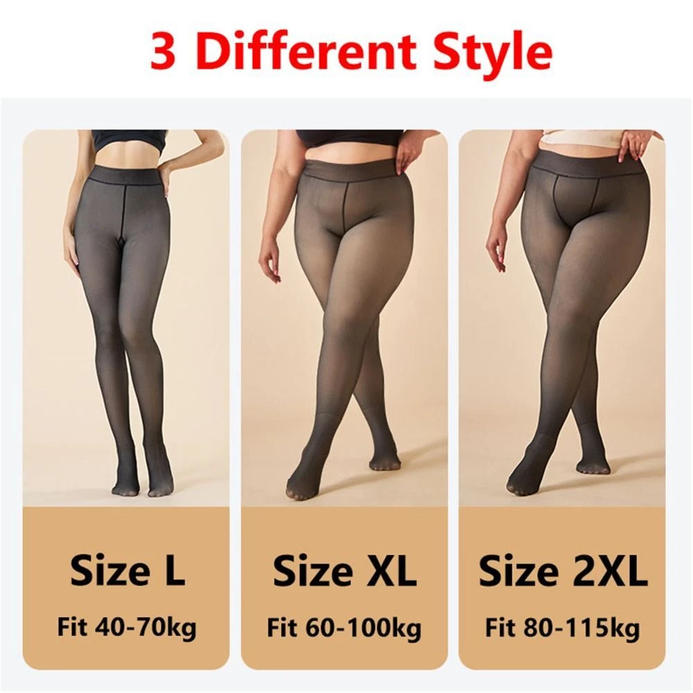 Fleece Lined Tights Women Sheer Fake Translucent Winter Thermal