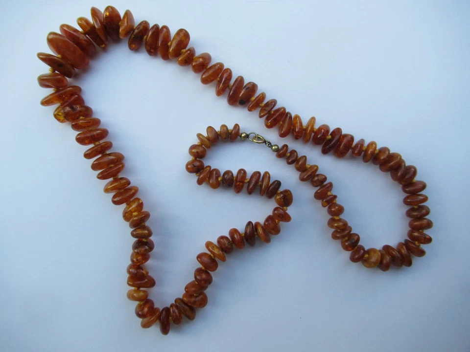 ANCIEN JOLI COLLIER AMBRE 35 G 62 CM ANTIQUE OLD AMBER NECKLACE - Photo 2/4