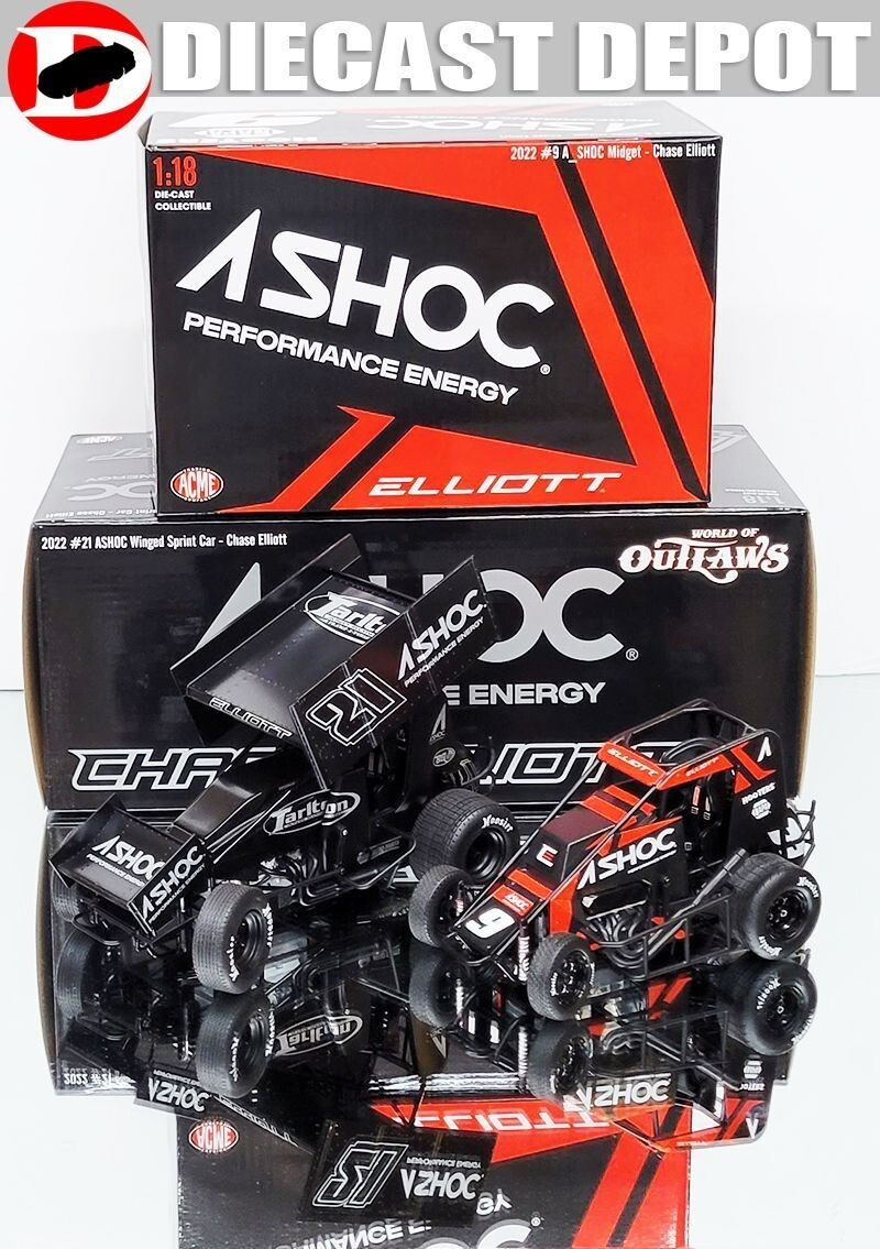 CHASE ELLIOTT ASHOC SPRINT AND MIDGET CAR COMBO DEAL 1/18 ACME NO