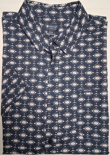 MATIX Men's Short Sleeve Casual Button-Down Shirt Black Size XL -NWT- - product listing photo