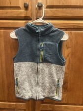 Cat Jack Boys' Fleece Colorblock Zip Vest Blue Gray M 8/10 Pockets Lined