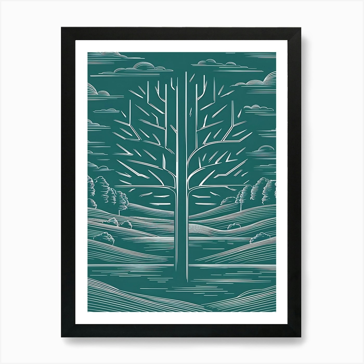 Tree In A Field Art Print Framed Wall Art Poster Canvas Print Picture