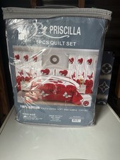 Priscilla 7PCS Quilt Set, Sheet, Curtains, Pillow Case, King sized bed, Cotton
