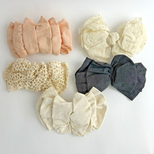 Vintage Lot Of 5 80s 90s Hair Bows Y2K Ruffle Linen Barrettes Peach Ivory Gray