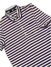 RLX Ralph Lauren Polo Shirt Mens L Purple Striped Short Sleeve Golf