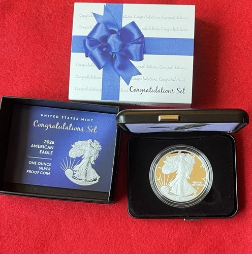 NEW 2026 P Congratulations Set American Eagle 1oz Silver Proof Coin In Hand