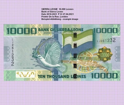 SIERRA LEONE  10000 Leones Unc. P 33 6378#  