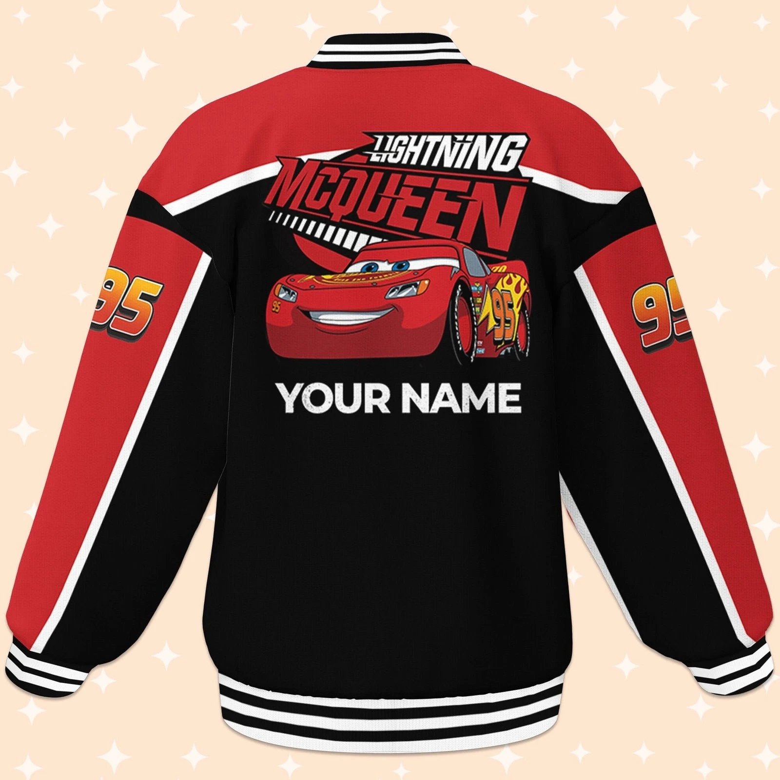 Personalized Pixar Cars Lighting McQueen Racing Rust-eze Baseball Jacket
