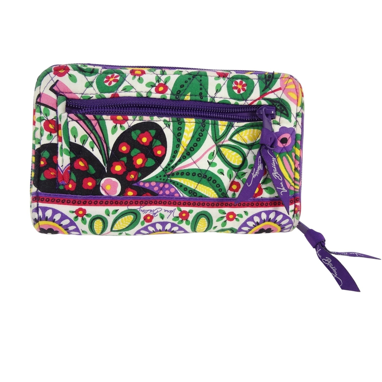 Vera Bradley Quilted Viva la Vera Turnlock Wallet Purple Floral Paisley image 4