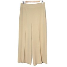 Zara High Rise Wide Leg Culottes Size L Beige Cropped Minimalist Lagenlook Cream