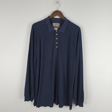 The Territory Ahead Polo Shirt Mens XL Blue Long Sleeve 100% Silk Knit Casual