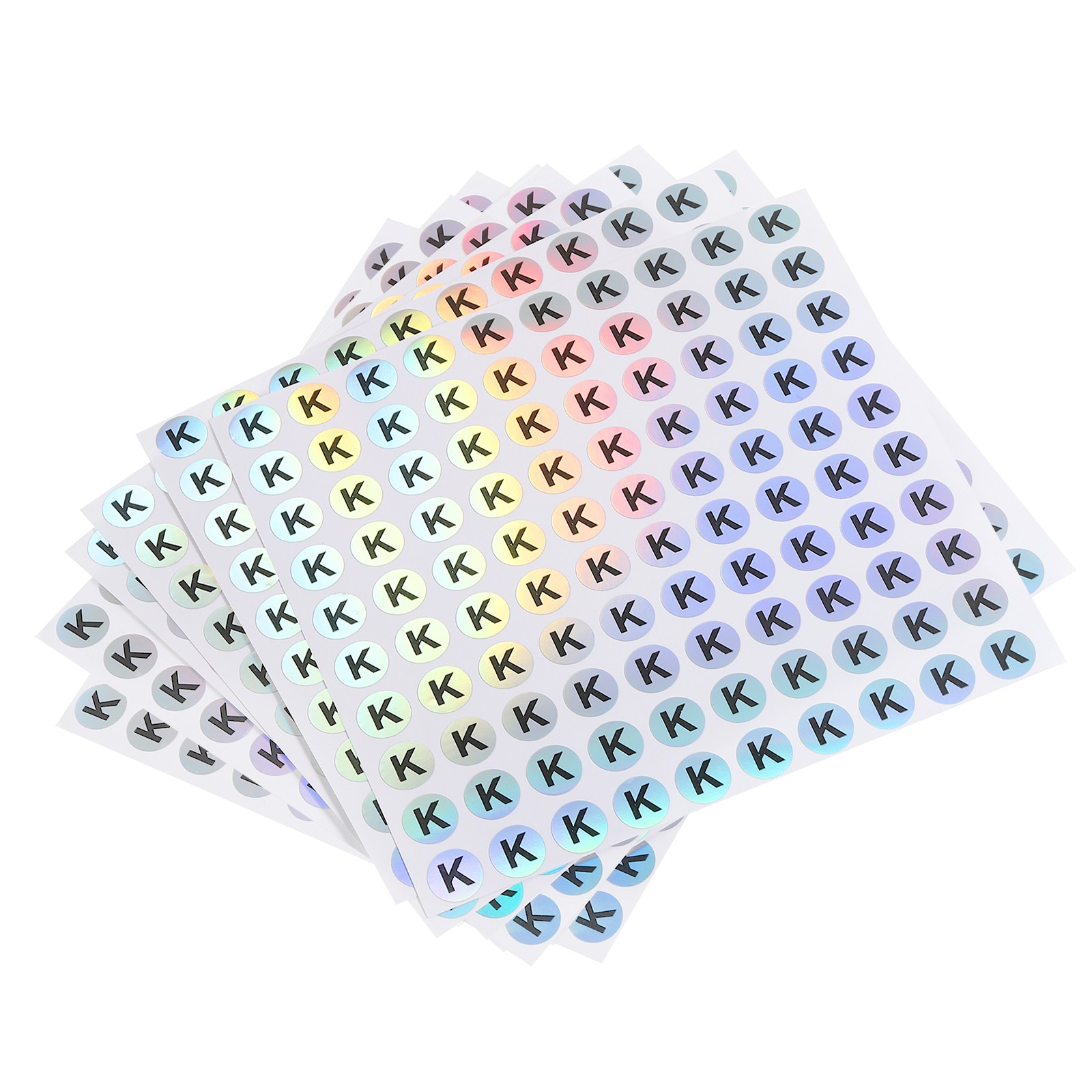 10 Sheets Capital Letter Stickers Alphabet K Round Self-Adhesive Reflective