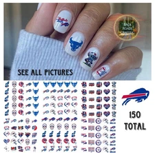 Football Waterslide Nail Decals Set of 150 Instructions Bonus Buffalo Bills