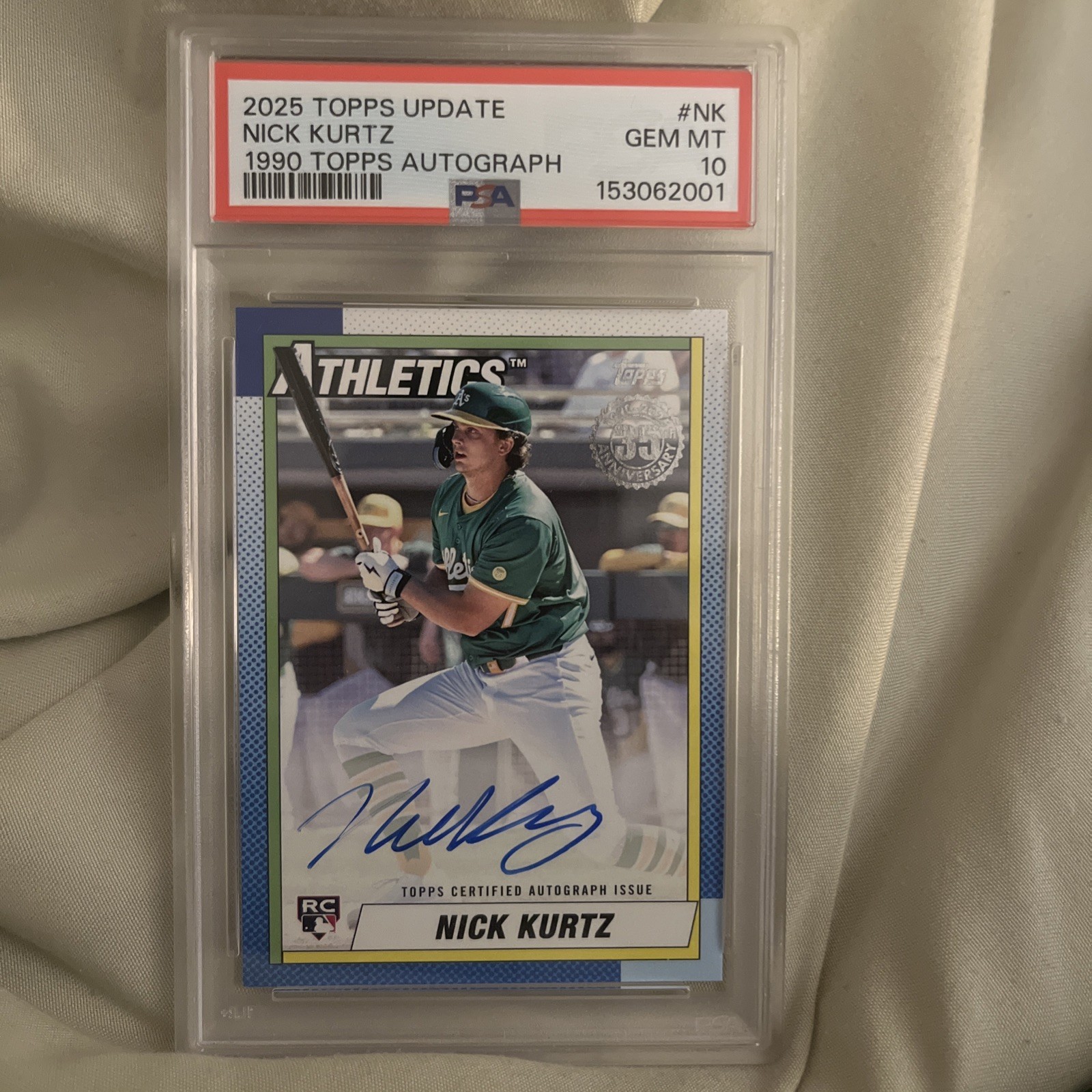 2025 Topps Update Nick Kurtz Auto Rookie 1990 Topps Athletics PSA 10 #NK