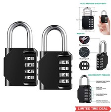 Combination Padlock 4 Digit Resettable Heavy Duty Waterproof Zinc Alloy Steel