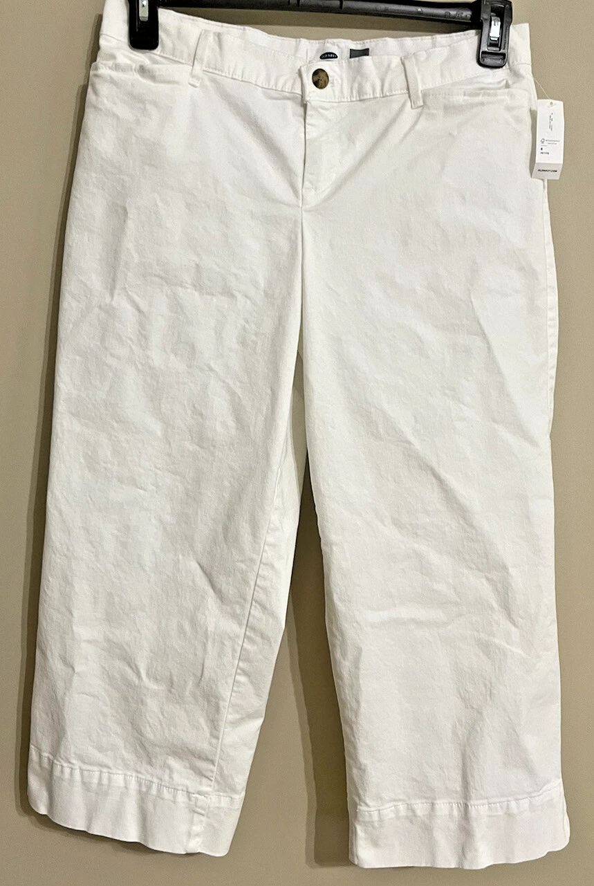 NWT Old Navy size 8P white wide leg crop capri pants womens