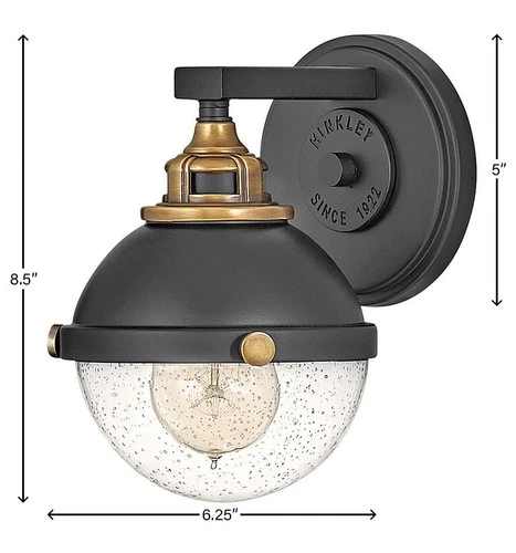 Hinkley Fletcher 8 1/2" High Black and Brass Dome Wall Sconce - Picture 8 of 9