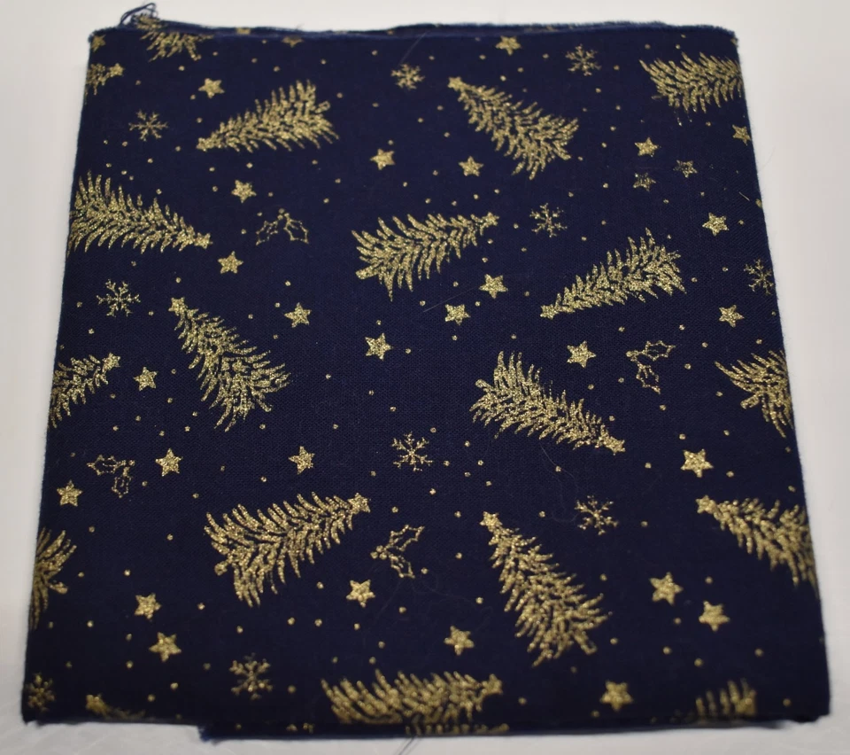 LOTE DE 2 CUARTOS DE GRASA NAVIDAD AZUL MARINO METÁLICO DORADO árboles muñecos de nieve medias Foto 2 de 3