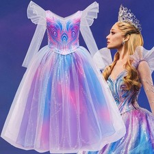 Wicked Part Two Glinda Kids Girls Cosplay Costume Formal Dress Tutu Party Dress