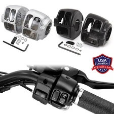 Chrome Black Handlebar Control Switch Housing Cover For Harley Softail Heritage