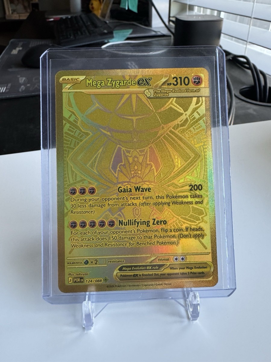 Pokemon TCG Mega Zygarde EX 124/088 Gold Mega Hyper Rare Perfect