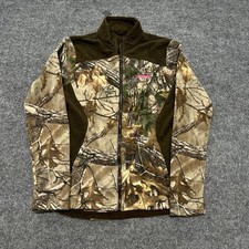 Magellan Outdoors Fleece Jacket Womens Size M Brown Camo Realtree Full Zip