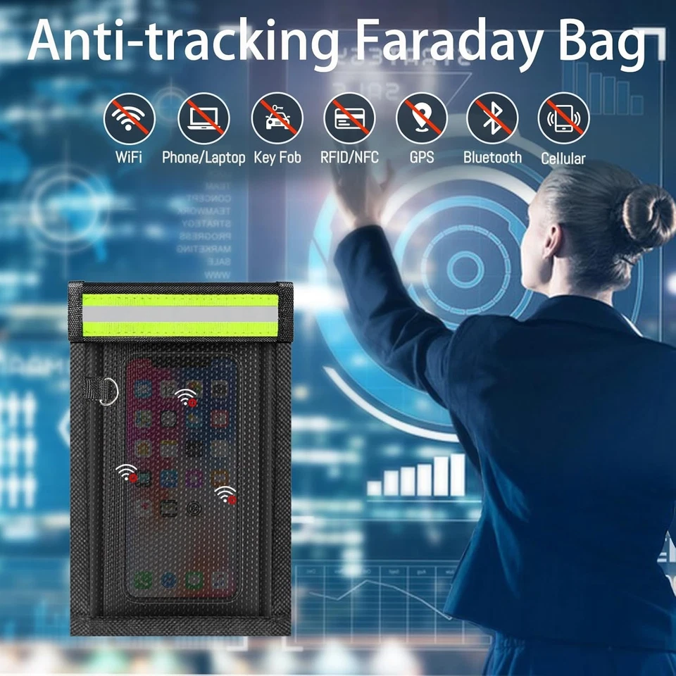 2 Pack Faraday Bags for Phones & Car Keys, Cell Phone Signal Blocking Pouch - Image 4 of 4