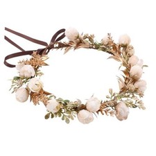 Golden Leaf Flower Crown, Fairy Floral Headpiece White
