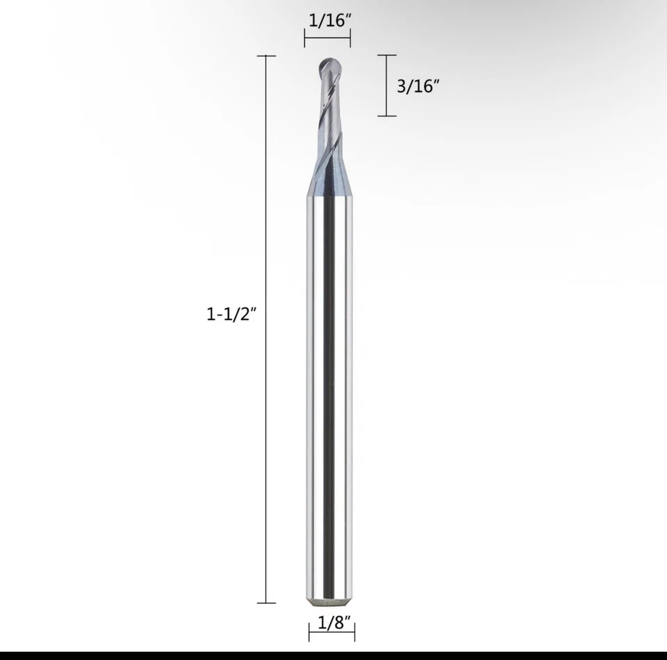SpeTool M03004 5Pcs CNC SC Spiral for Steel, Stainless Steel with TiAlN 1/16" N - Image 3 of 4