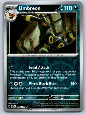 Umbreon 059/131 Rare Prismatic Evolutions Pokemon Reverse Holo Near Mint