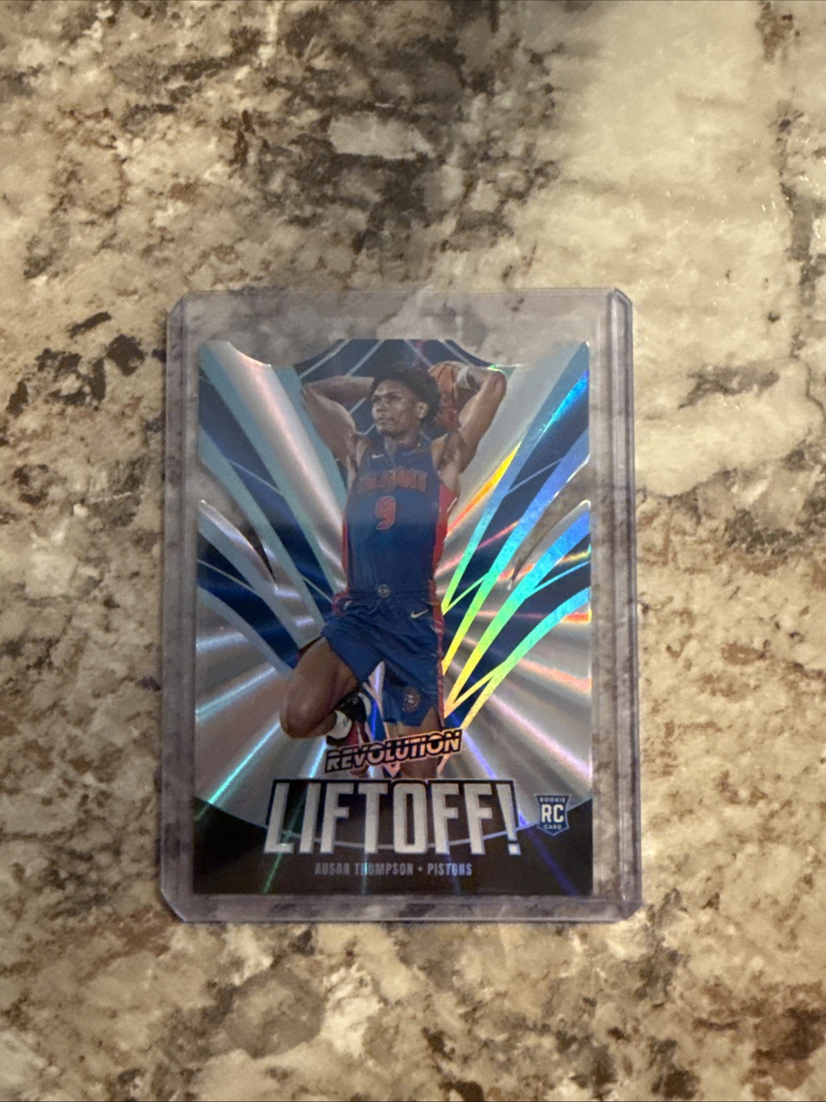 2023-24 REVOLUTION LIFTOFF! SUNBURST DIE CUT #10 AUSAR THOMPSON RC /75 PISTONS