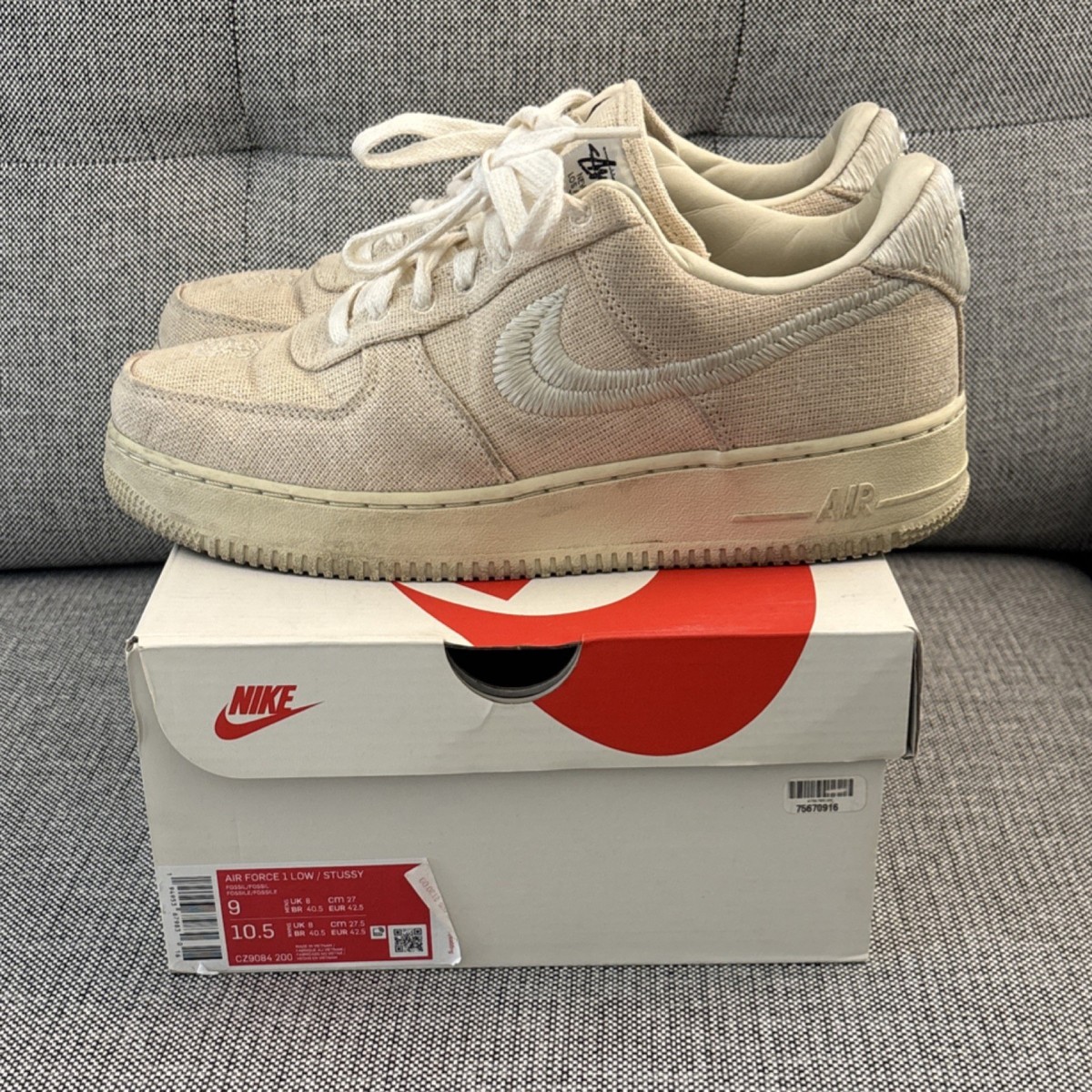 Nike Air Force 1 Low Stussy Fossil Size 9 | eBay