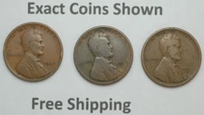 1920-P-D-S Lincoln wheat cent 3 coin year mint set pennies Free Shipping