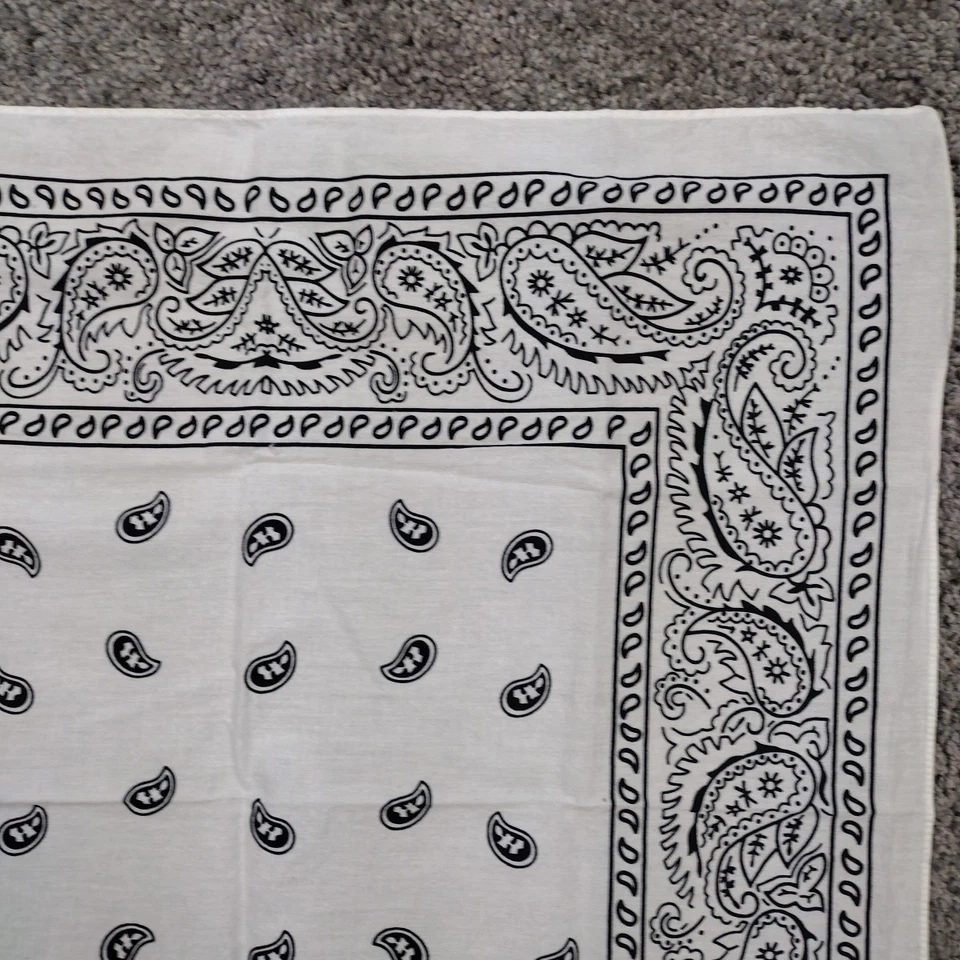 VTG White Paisley RN #13960 Colorfast Cotton Western Biker Bandana Handkerchief - Image 4 of 4