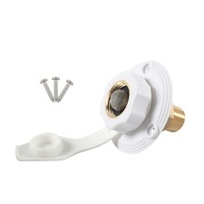 RV white CITY WATER FILL inlet flange BRASS w/ check valve trailer marine