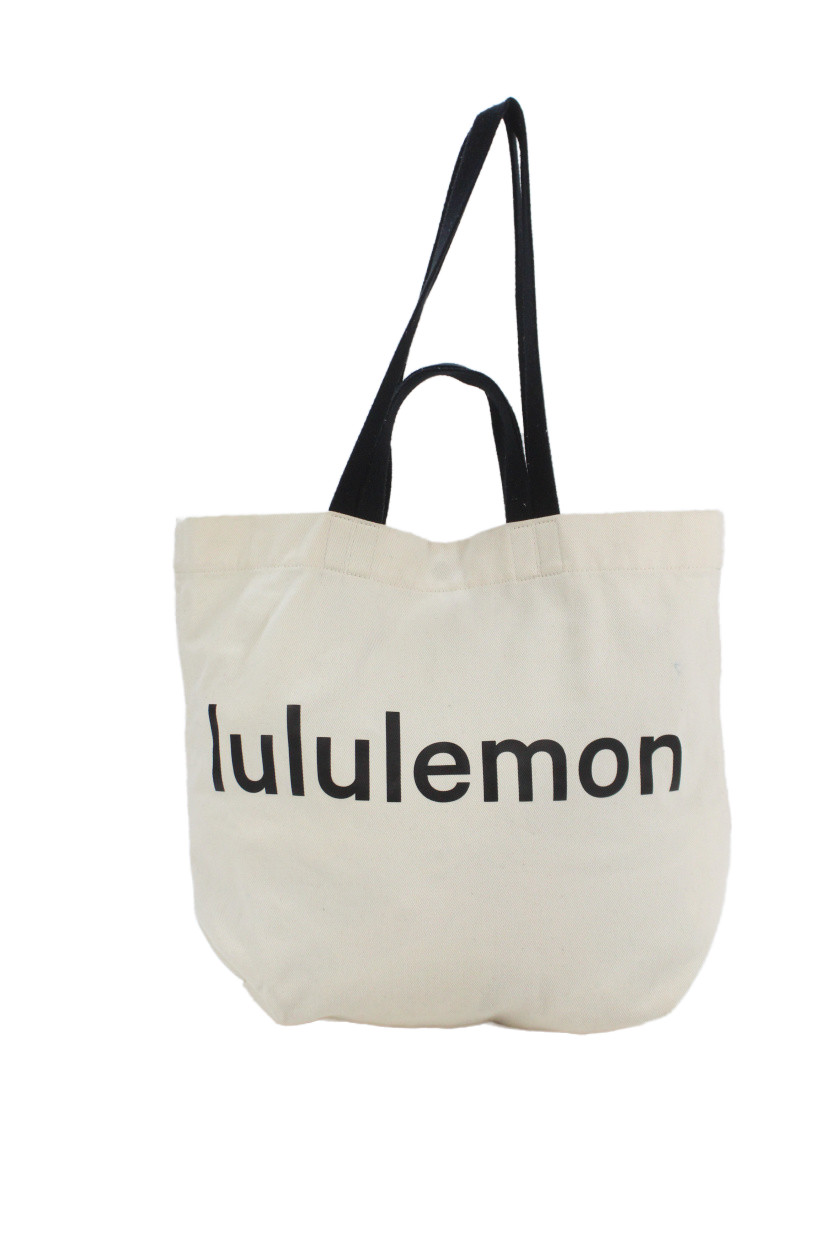 Lululemon Womens Button Closure Shopping Shoulder Handbag White BlackFree Shipping in US $100+ Orders | $6.95 Orders Below