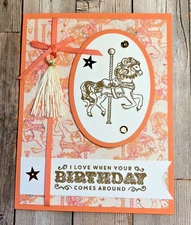 Stampin Up GREETING CARD KIT x4 +Env ~ Carousel Birthday