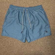 Ted Baker Men's Swim Trunks in Turquoise White Geometric Print Size M