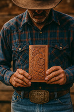Ranger Belt Co Rodeo Wallet Floral Tooled Genuine Leather Western Tan C1301