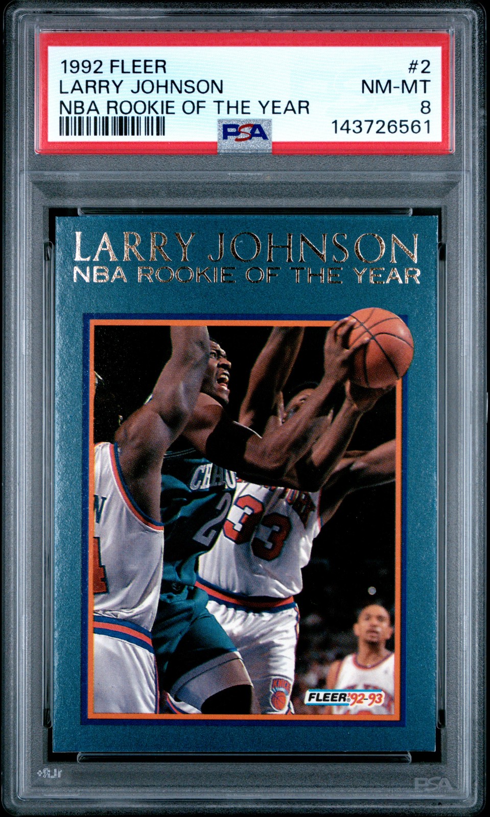 1992 FLEER LARRY JOHNSON #2 LARRY JOHNSON PSA 8