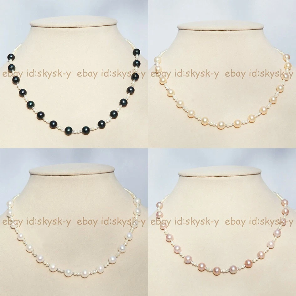 VETEMENTS Collana di perle d'acqua dolce bianche nere rosa viola naturali originali 3 9 mm 18 pollici