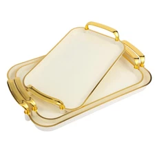 Serving Tray with Handles Set of 3 Rectangular Large Serving Platters 16.5/14...