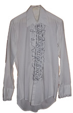 Vintage After Six Tuxedo Shirt Mens White Ruffled 70s Sz S Small