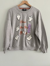 Halloween Sweatshirt Here for the Boos Gray Womens Small Ghosts New
