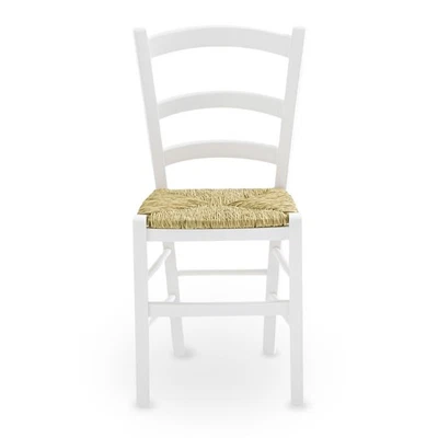 OKAFFAREFATTO Sedia in legno venezia bianca laccata con seduta in paglia palustre intrecciata