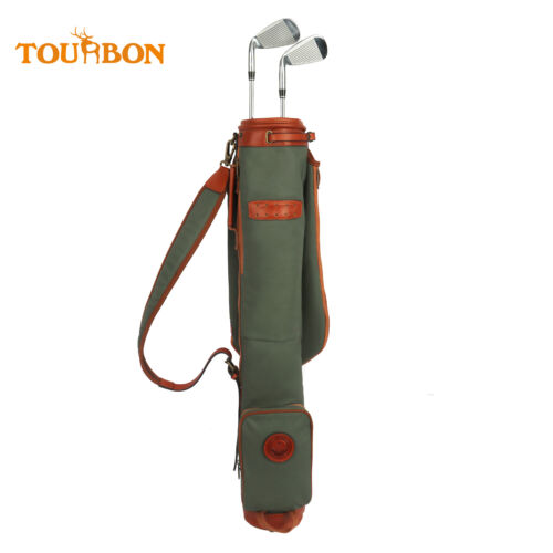TOURBON Canvas Golf Club Bag Fleece Padded Pencil Style Green Special Offer