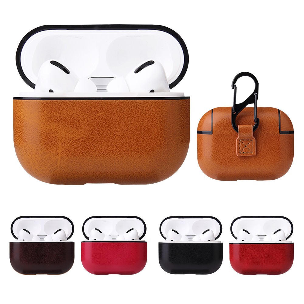 For Apple AirPods 3 2 1 / Pro Case Leather Shockproof Keychain Protective Cover